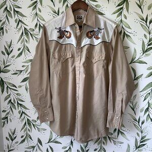 Vintage Fly Cattleman Pearl Snap Button Down. Medium.